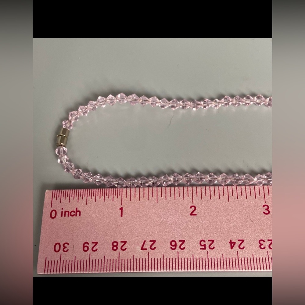 👑 Modern Pink Crystal Beaded Necklace #6427 - Picture 4 of 5